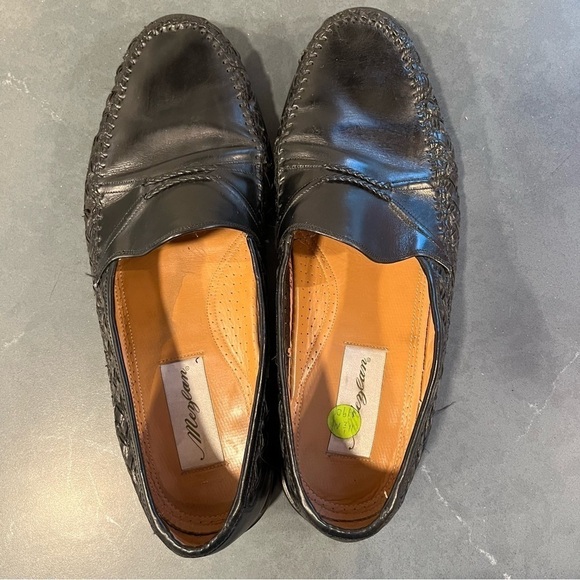 Mezlan sz 11.5 black leather woven panel loafers main image 8